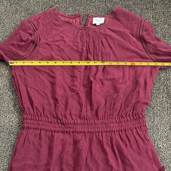 MISA Los Angeles Alin Mini Dress Size M Burgundy Swiss Dot Long Sleeves. - Picture 10 of 16
